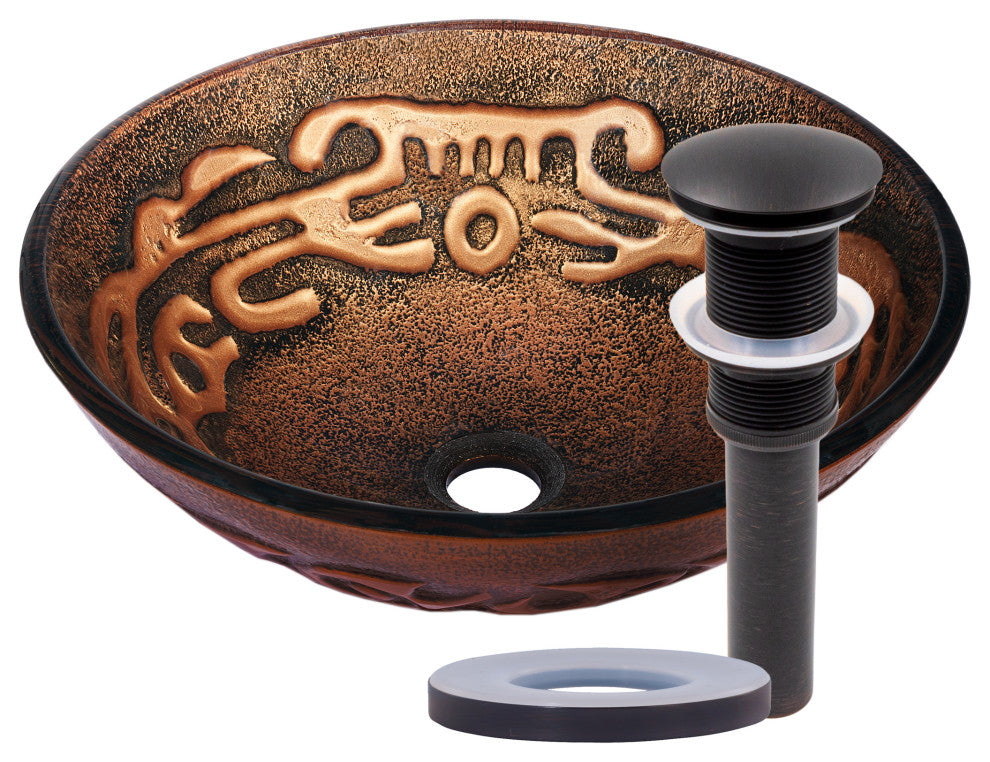 Mosaico Glass Vessel Sink and Drain, Oil Rubbed Bronze