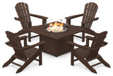 Palm Coast 5-Piece Adirondack Chair Set, Fire Pit Table, Mahogany