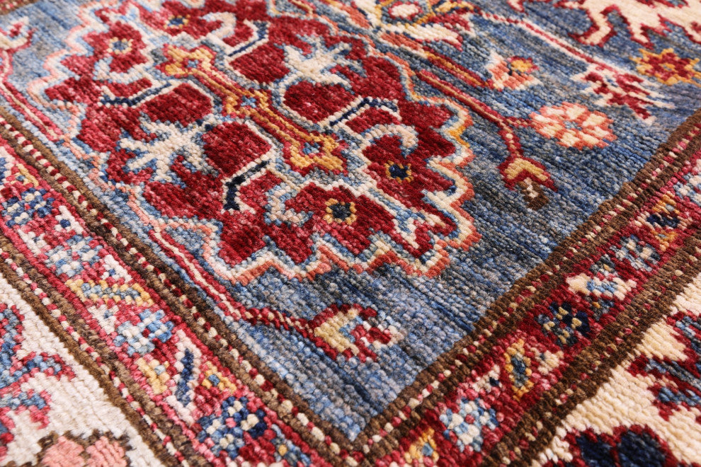 1' 11" X 6' 2" Runner Hand Knotted Super Kazak Geometric Wool Rug Q10292