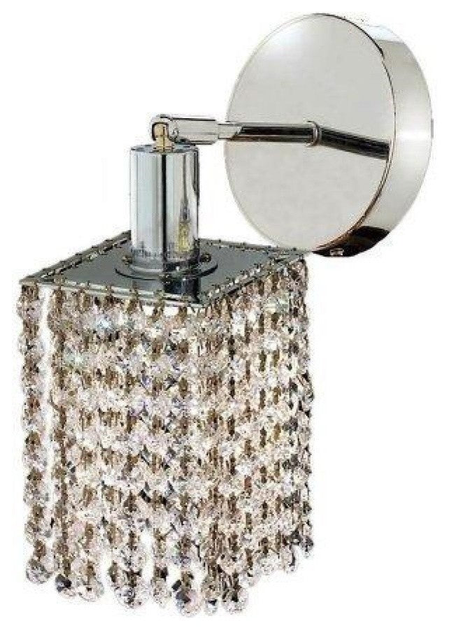 Elegant Mini Wall Sconce, Chrome Finish With Royal Cut Crystal