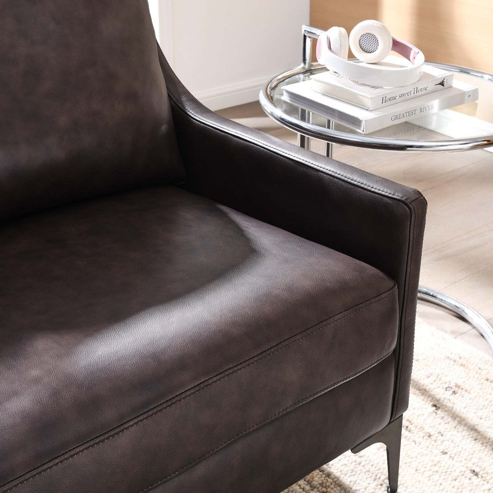 Corland Leather Loveseat, Brown