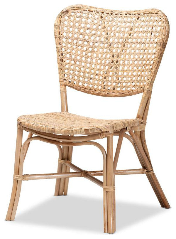 Nadira Modern Bohemian Natural Brown Finished Rattan Dining Chair