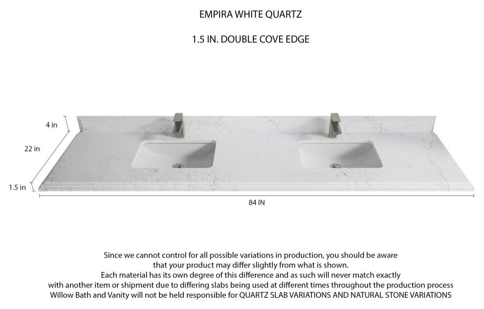Aberdeen 84 Double Sink Bath Vanity Dark Forest Green 15" Empira Quartz