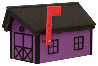 Horse Barn Weatherproof Mailbox, USA Handmade, Black, Purple