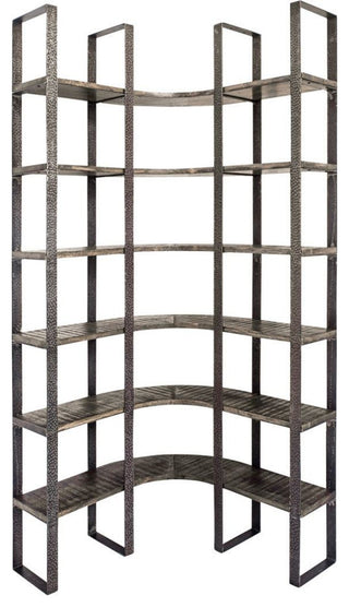 Black Iron Framed Curved Wooden Shelving Unit
