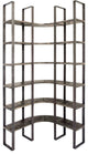 Black Iron Framed Curved Wooden Shelving Unit