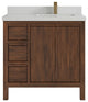 Elizabeth 36 Right Offset Bath Vanity in Dark Walnut Teak 2" Carrara Quartz