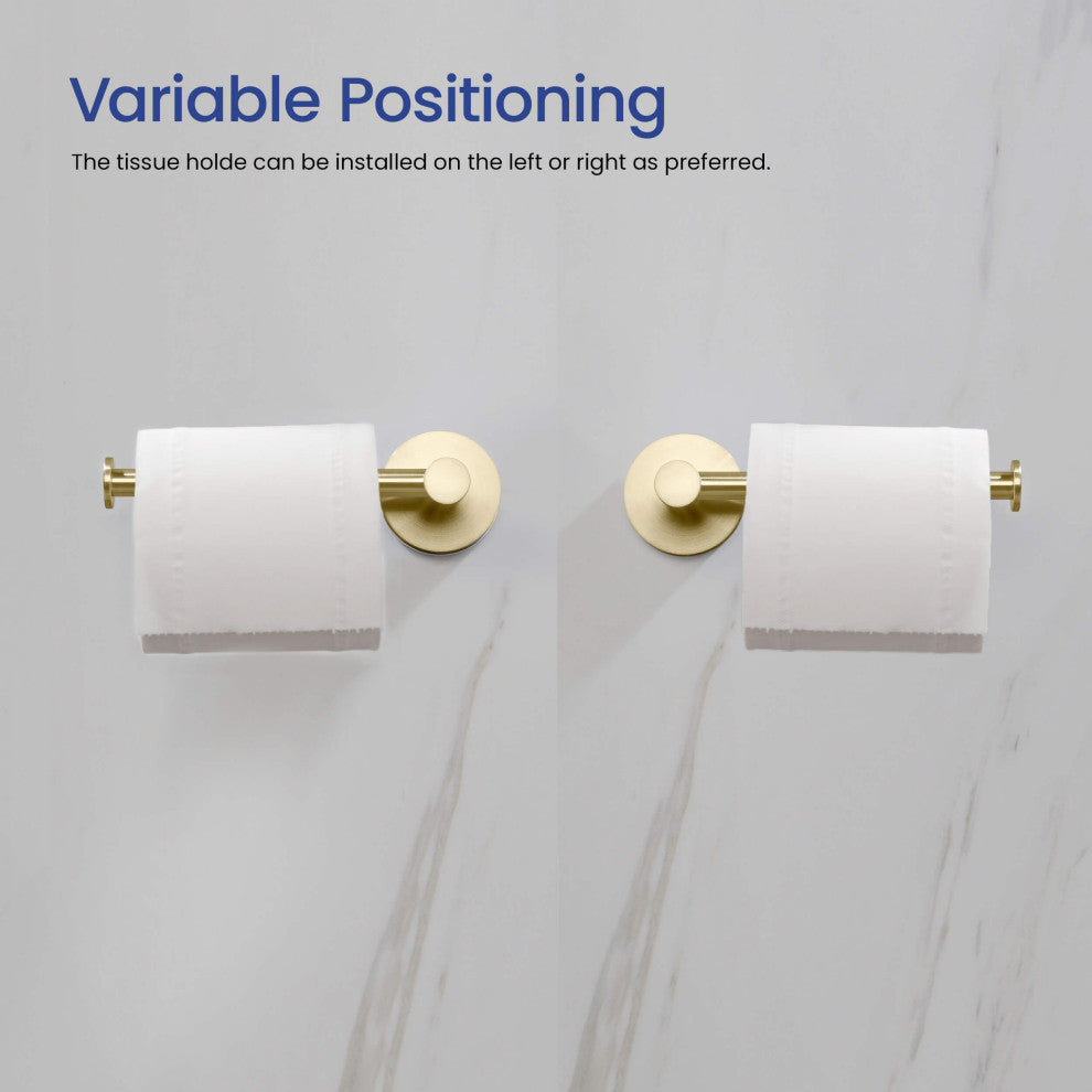 Circular 5-Piece Bathroom Hardware Set, Brushed Gold