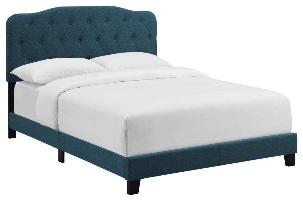 Amelia Twin Upholstered Fabric Bed Azure
