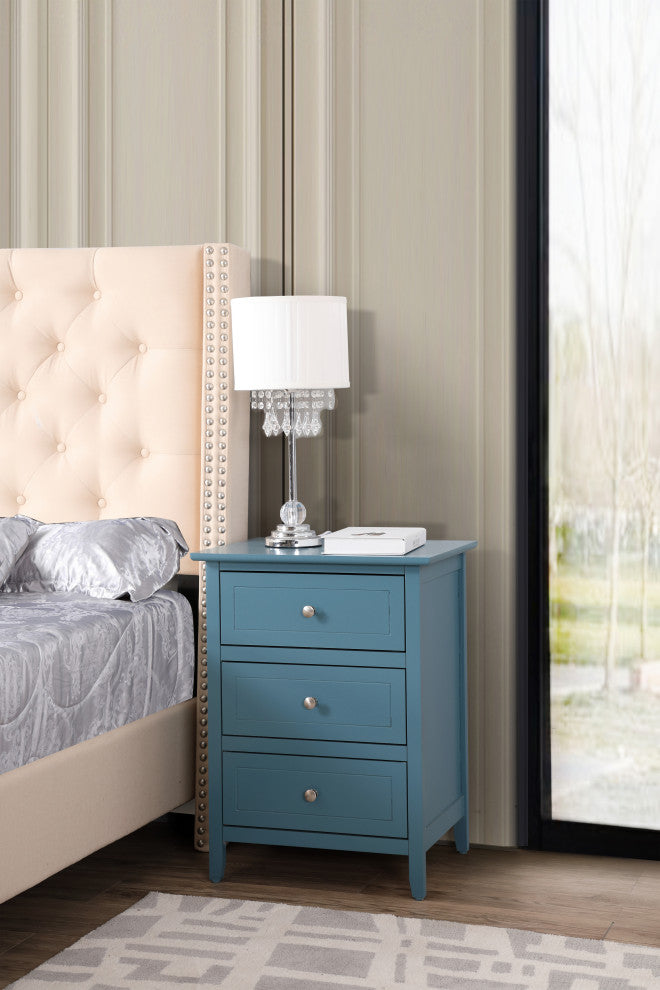 Drake 3-Drawer Nightstand, Teal