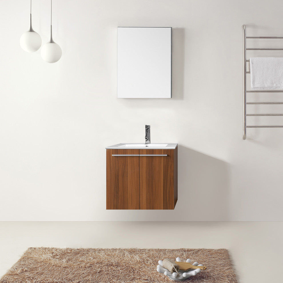 Midori 24" Single  Sink Plum  Vanity Plum with Brushed Nickel Faucet and Mirror