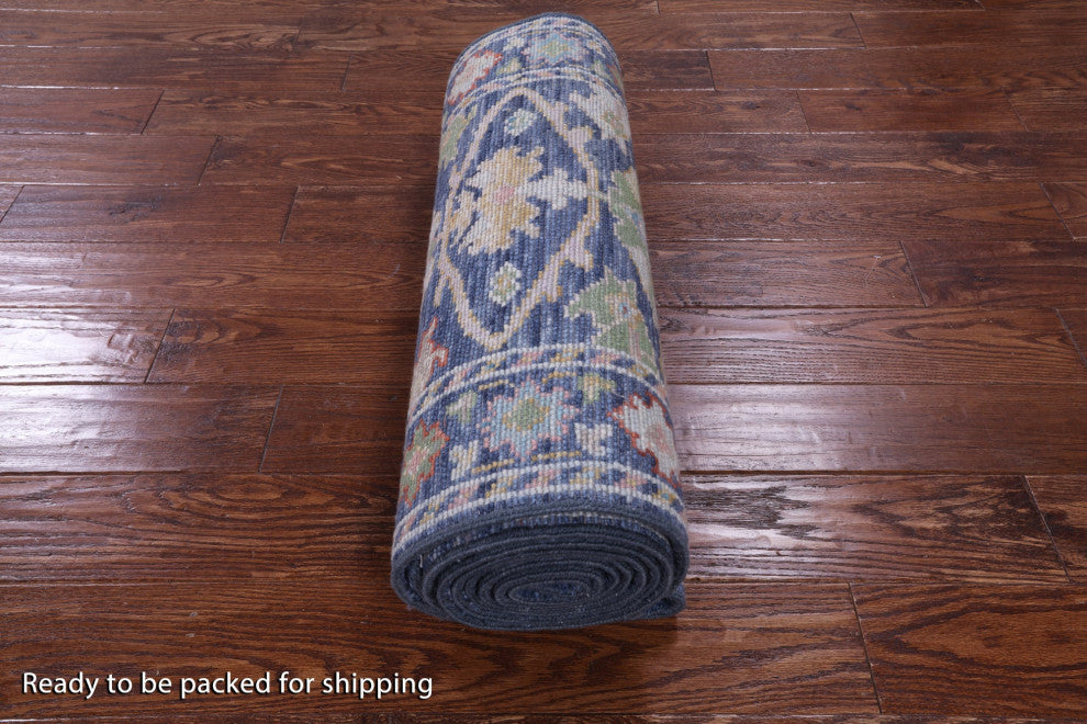 Hand Knotted Turkish Oushak Wool Runner Rug 2' 7" X 12' 3" - Q13450