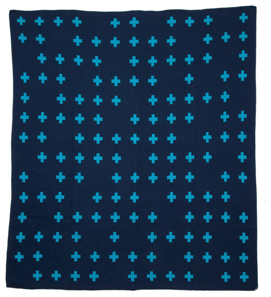 In2green Scattered Cross Eco Throw by Kelly Harris Smith, Blue