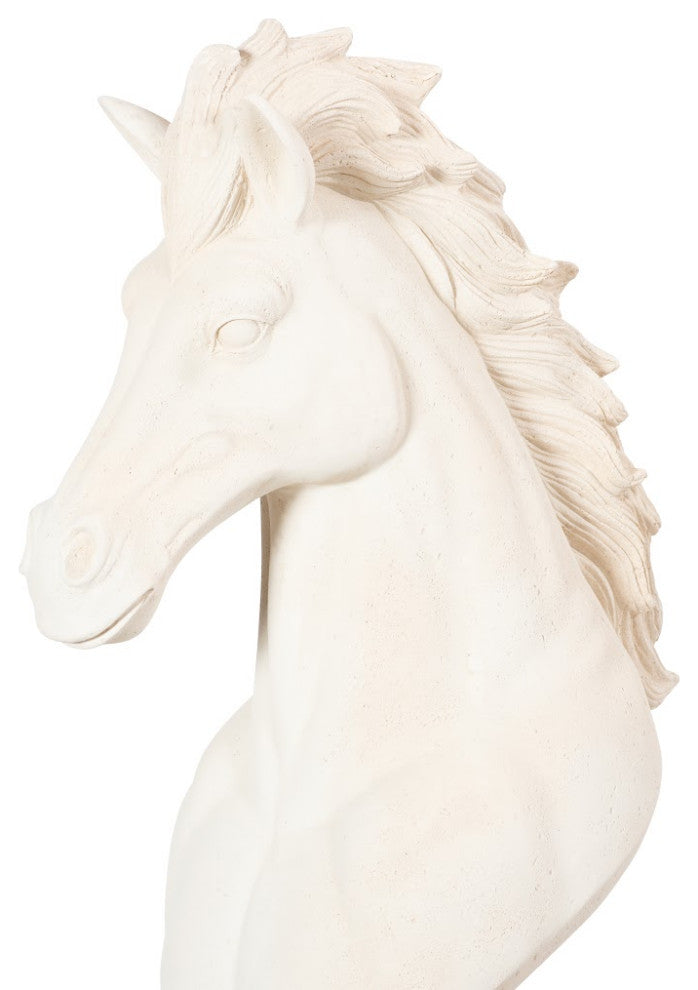 Knight Chess Sculpture, Cast Stone White