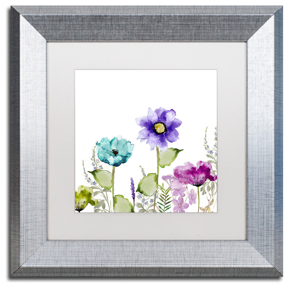 Color Bakery 'Avril II' Matted Framed Art, Silver Frame, White Mat, 11x11