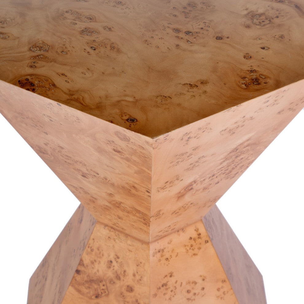Billie Burl Hexagon Side Table, Traditional Burl