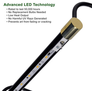 12" Slim Line Art Light, Black With Hard Wire Kit and Remote