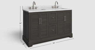 The Thalia Bathroom Vanity, Silver Gray, 54", Double Sink, Freestanding