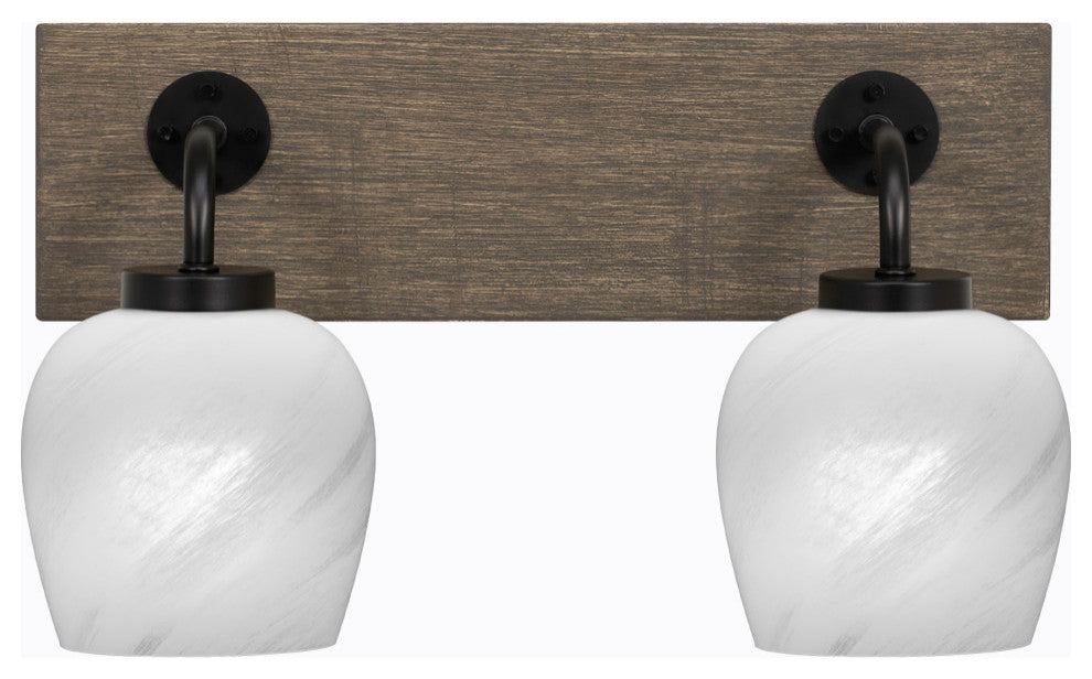 Oxbridge, Bath Bar, Matte Black & Painted Distressed Metal, 6" White Marble