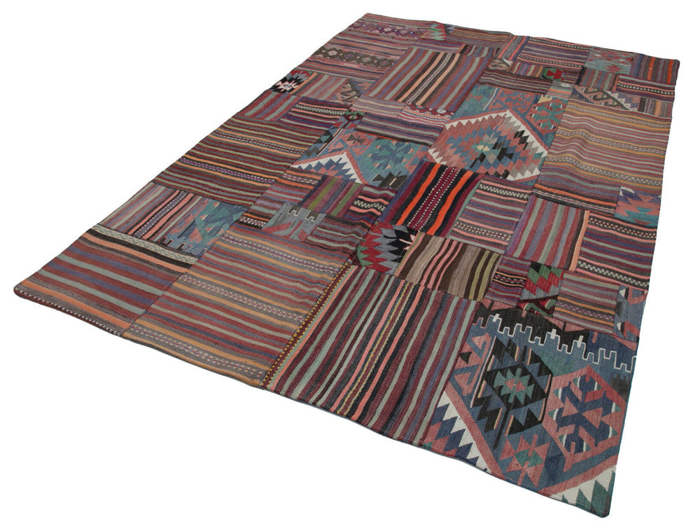 Rug N Carpet - Handmade Oriental 6' 7'' x 9' 11'' Tribal Patchwork Kilim Rug