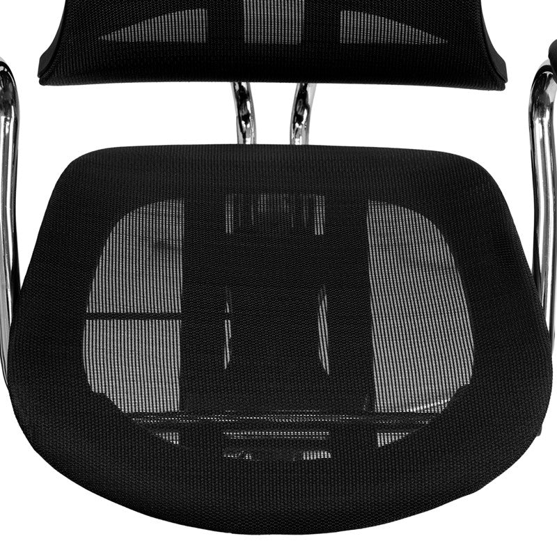 Mid-Back Transparent Black Mesh Swivel Task Office Chair,Chrome Base And Arms