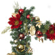 9' Artificial Christmas Garland with Lights, Golden Leaf Red Magnolia