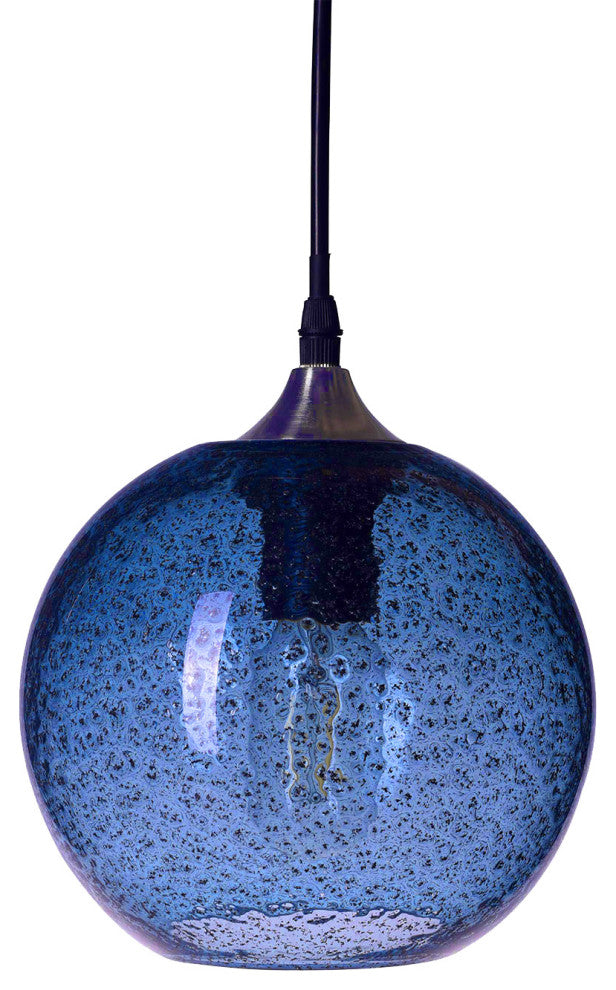 Mini Pendant Light Handblown, Light Blue, 7, Brushed Nickel