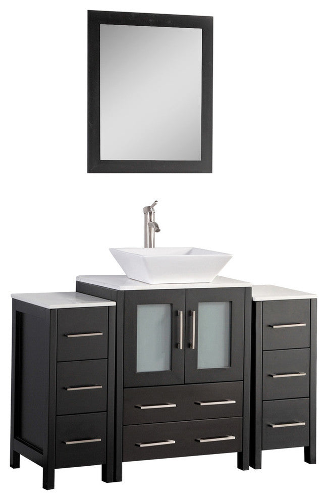 Vanity Art Bathroom Vanity Set With Sink, Espresso, 48", Led Touch-Switch Mirror