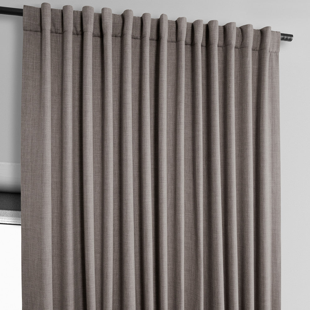Faux Linen Extra Wide Room Darkening Curtain Single Panel, Mink, 100"x84"