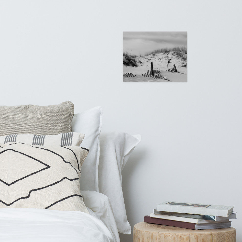 Buried Fences Landscape Photo, Black & White Unframed Wall Art Print, 11" X 14"