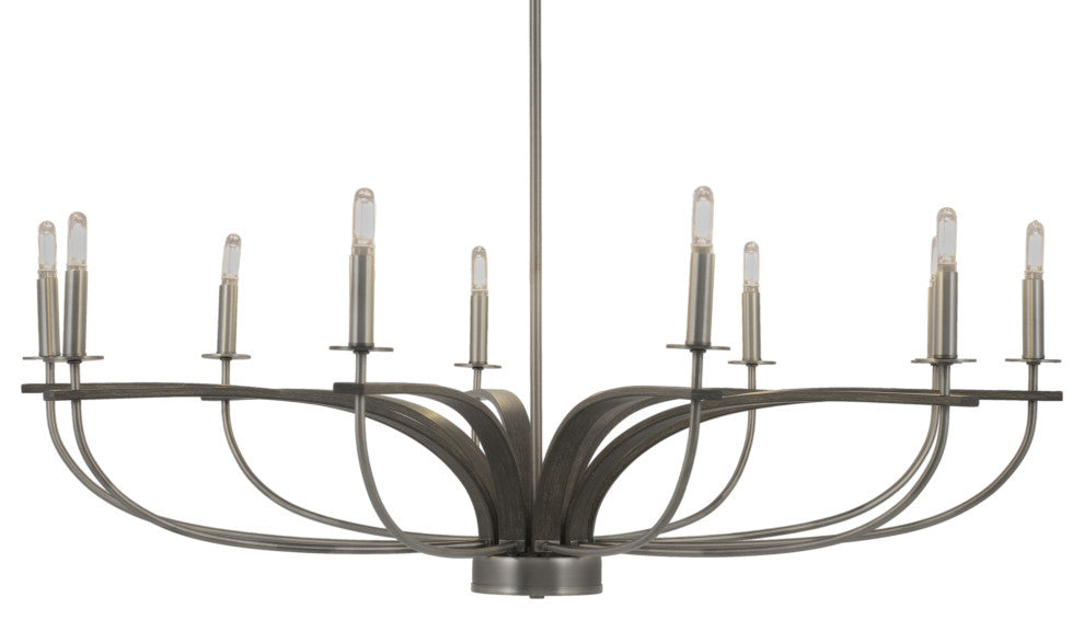 Monterey Uplight 10-Light Chandelier, Graphite & Painted Distressed Wood-look