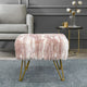 Soft Faux Fur Ottoman Fuzzy Entryway Bench Seat, Pink, 19"x13"x17"