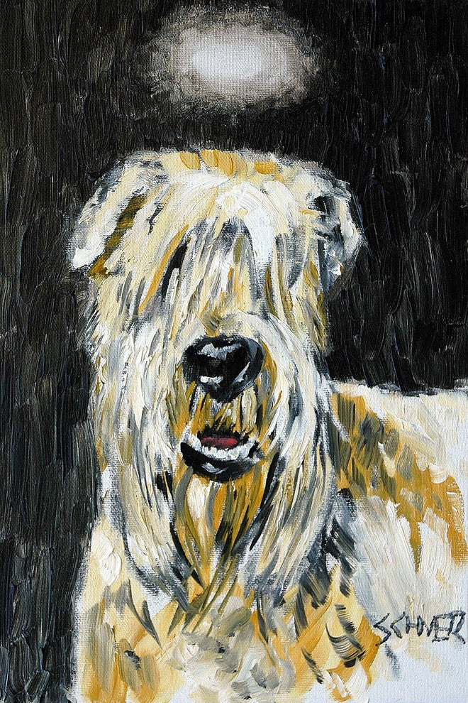 "Soft Coated Wheaton Terrier Angel" Painting Print on Wrapped Canvas, 30"x45"
