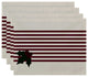 Holly Stripe, Holiday Stripe Print Placement, Cranberry And Burgundy, Set of 4