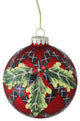 4" Holiday Moments Plaid Mistletoe Ball Christmas Ornament