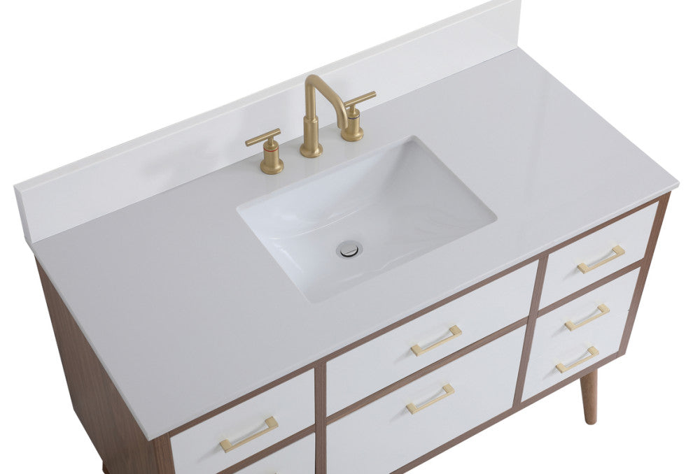 Bella 48" Bathroom Vanity, White With Backsplash