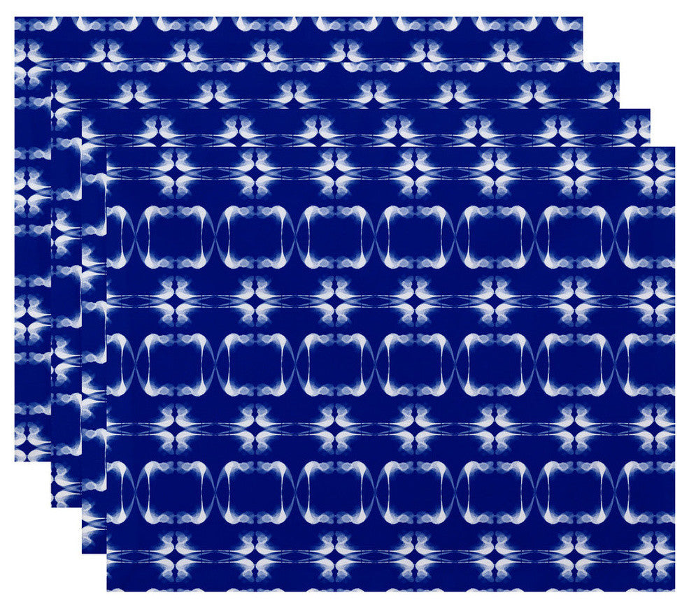 18x14-inch, Summer Picnic, Geometric Print Placemat, Blue (Set of 4)