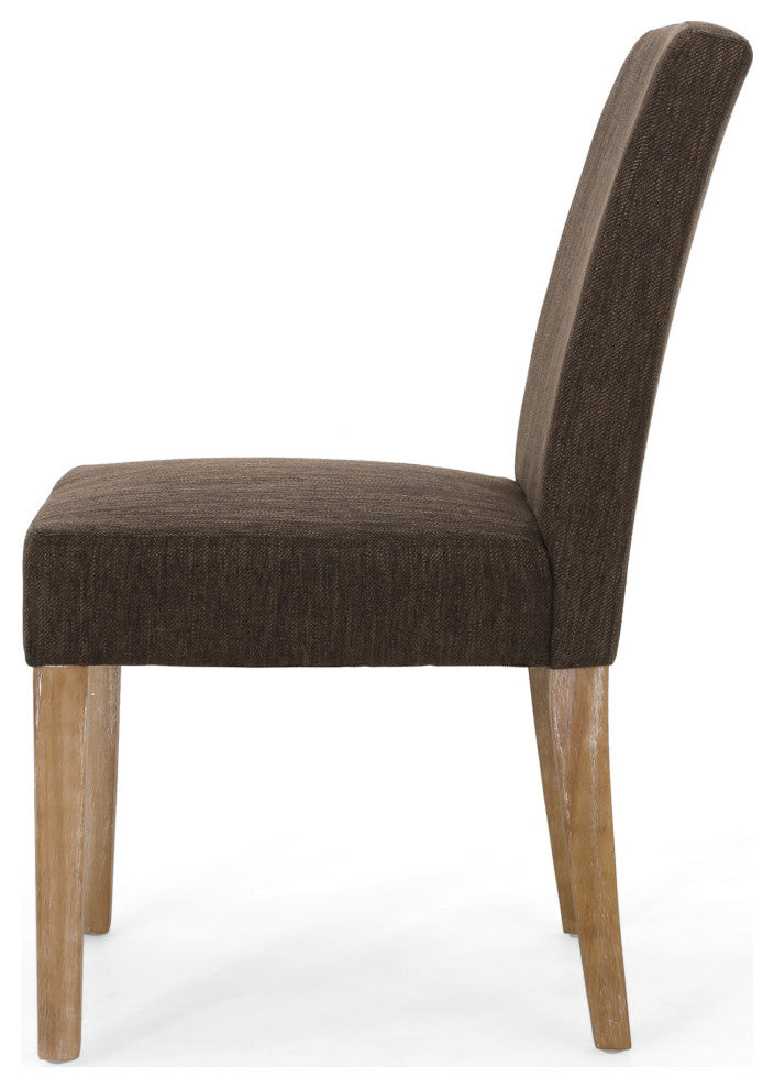 Kuna Contemporary Upholstered Dining Chair, Set of 2, Brown/Weathered Brown