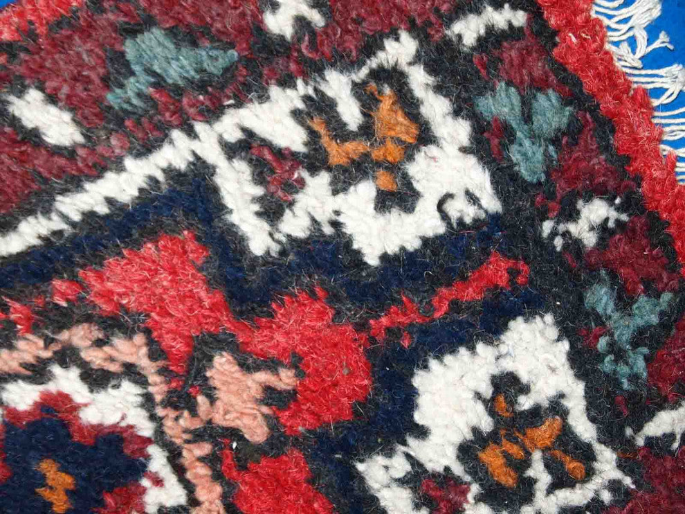 Handmade vintage Persian Hamadan rug 1.3' x 1.9' (41cm x 59cm) 1970s