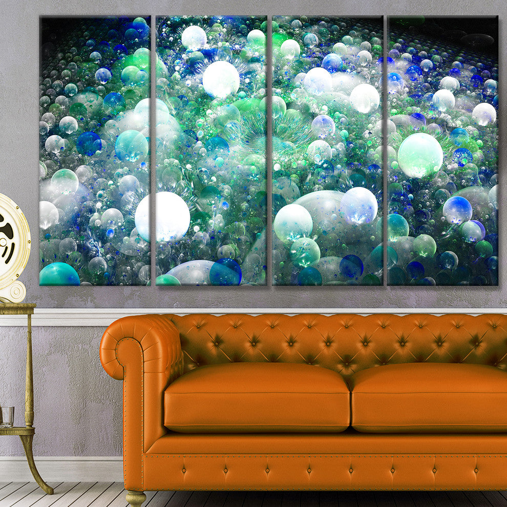Colorful Molecules Fractal Design, Abstract Canvas Art Print, 48"x28", 4 Panels