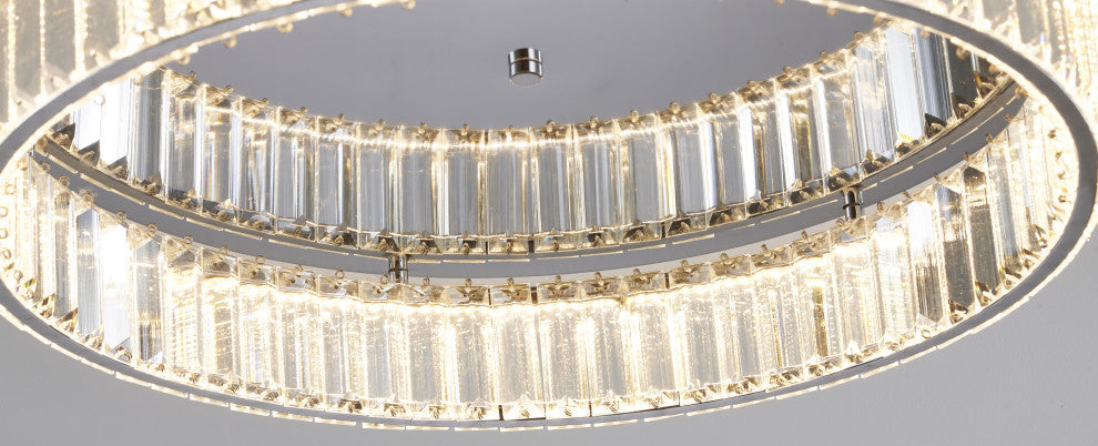 1-Light Chrome Dimmable LED Flush Mount With Clear Crystals