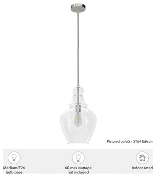 Hunter Maple Park Brushed Nickel 1 Light Pendant Ceiling Light