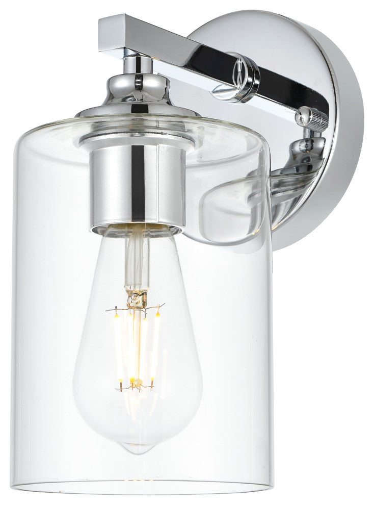 1 Light Chrome And Clear Bath Sconce