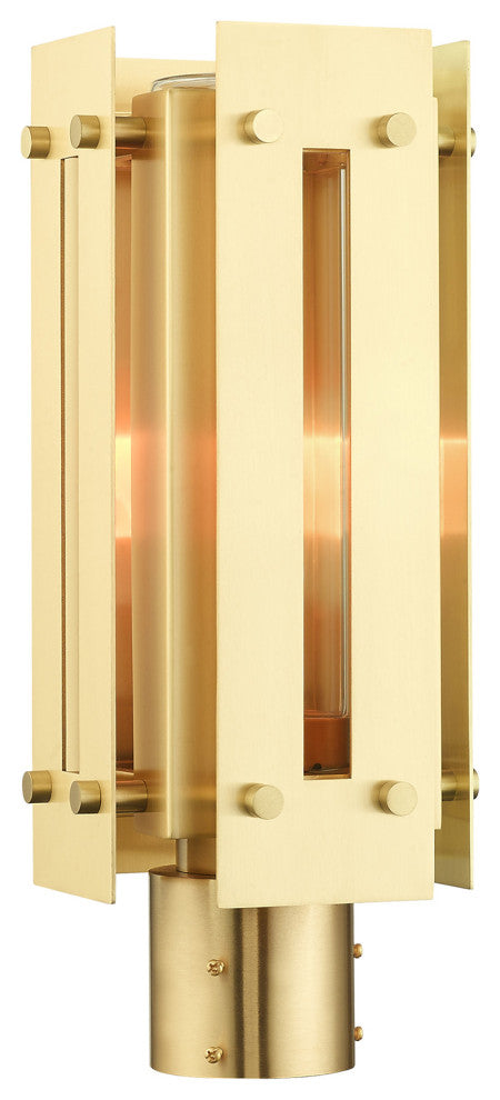 Livex Lighting Utrecht 1 Light Satin Brass Medium Outdoor Post Top Lantern