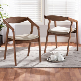 Ysobel Midcentury Modern Walnut Effect 2-Piece Dining Chair Set, Gray