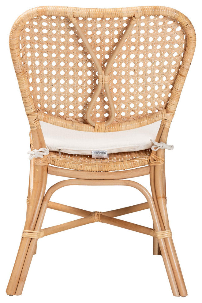 Mindy Modern Bohemian Natural Brown Finished Rattan Dining Chair