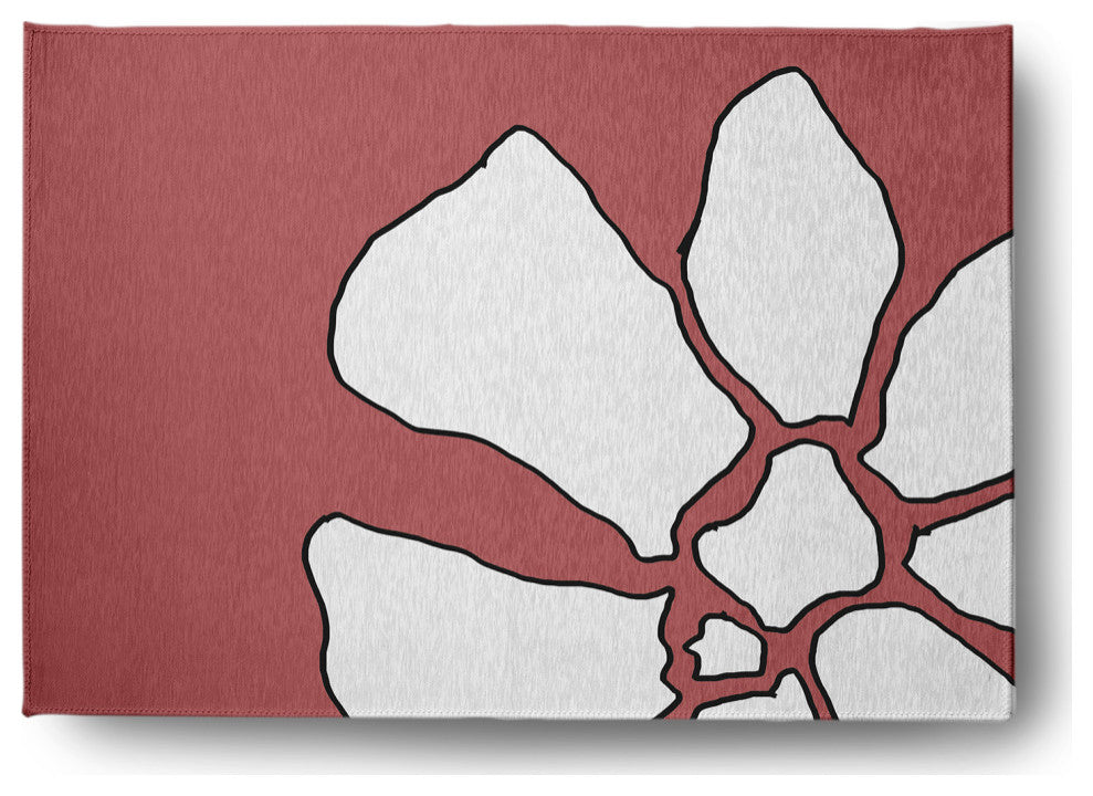 Petal Lines Spring Chenille Rug, Coral, 5'x7'