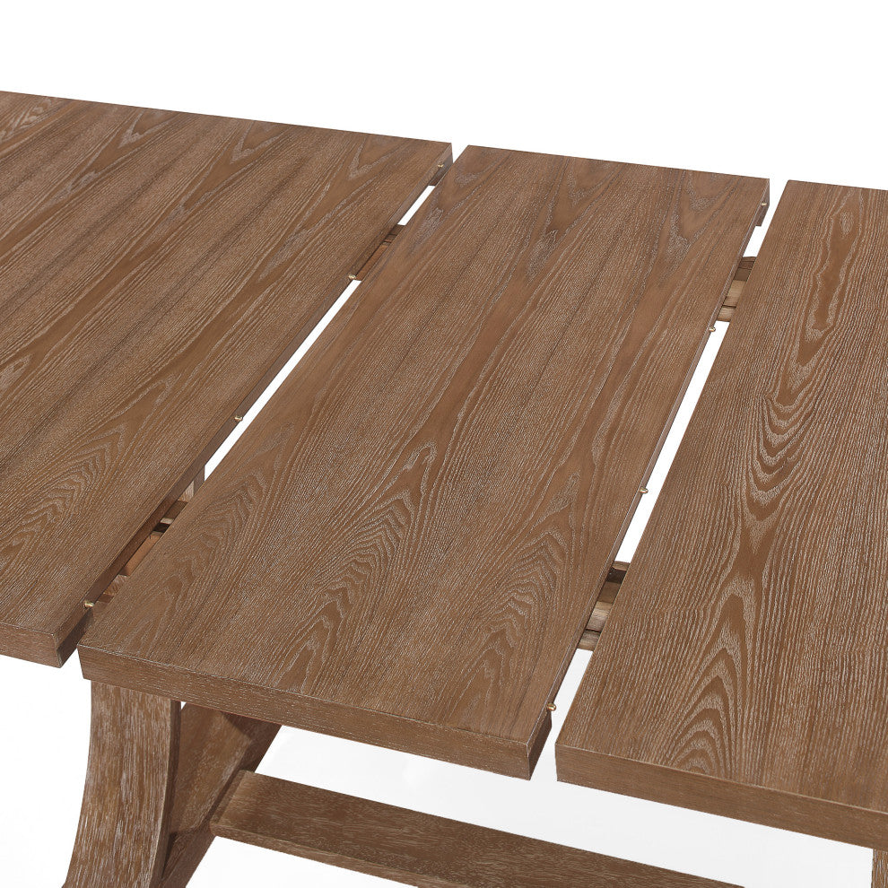 Luoma Rustic Wood Expandable Dining Table, Natural