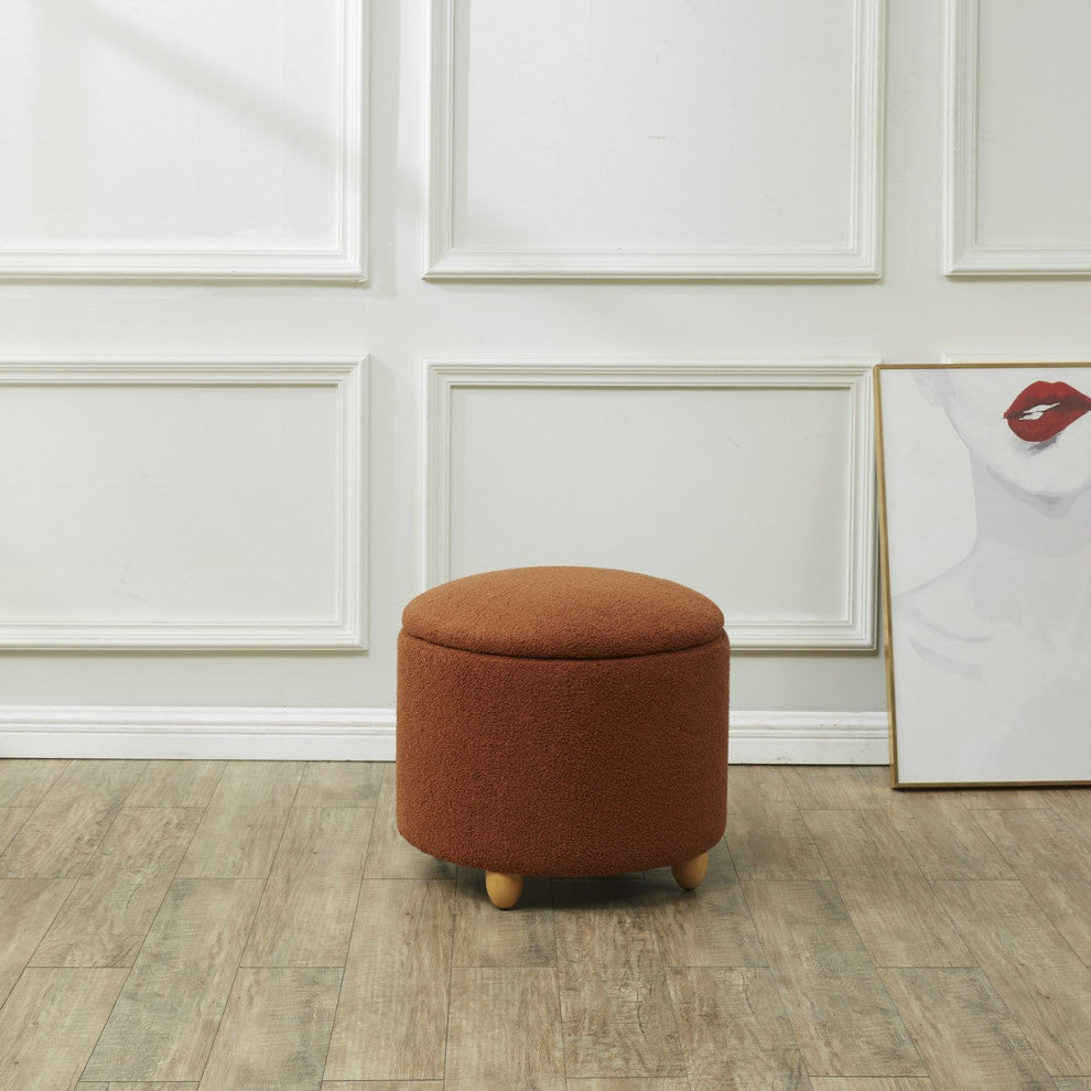Safavieh Couture Mariabella Storage Ottoman, Rust/Natural