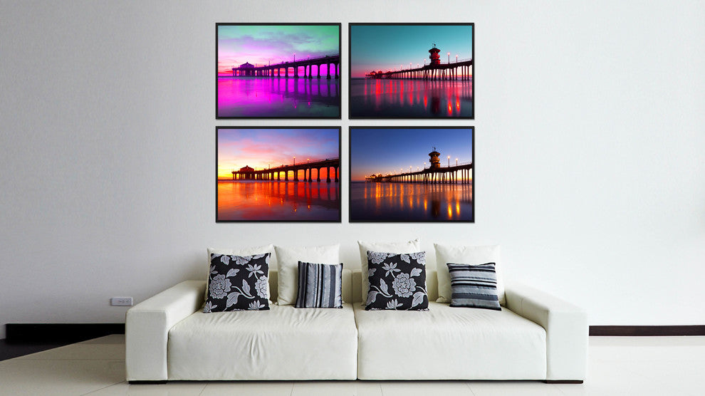 Huntington Beach California Orange Landscape Photo Canvas Print, Framed, 13"x17"